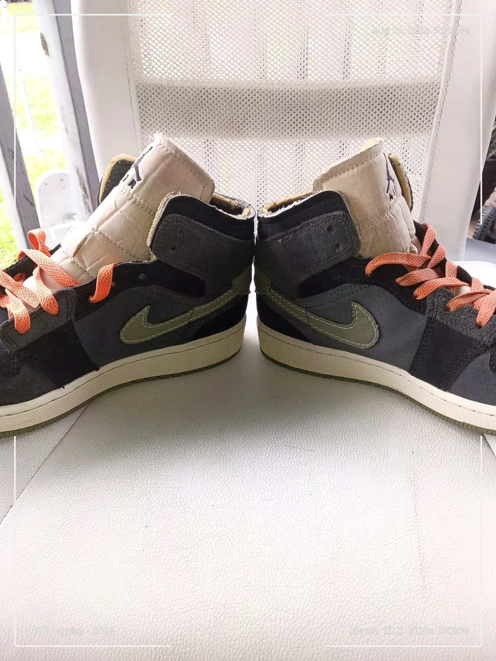 Jordan Kids High-Top Sneakers in Black, Olive & Orange